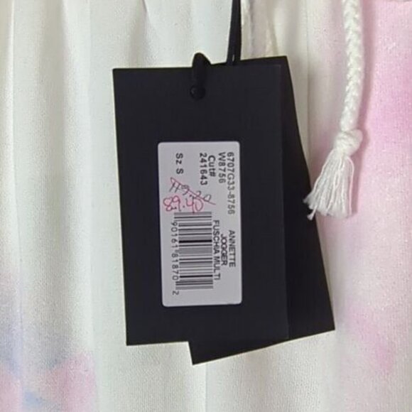 NEW PAIGE Womens Annette White Fuschia Pink Multi Joggers Sweat Pants Size Small - Picture 8 of 10